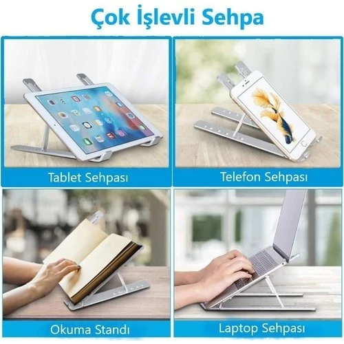 Mi7a Alüminyum Ayarlı Laptop Macbook Notebook Yükseltici Tutucu Stand - 3