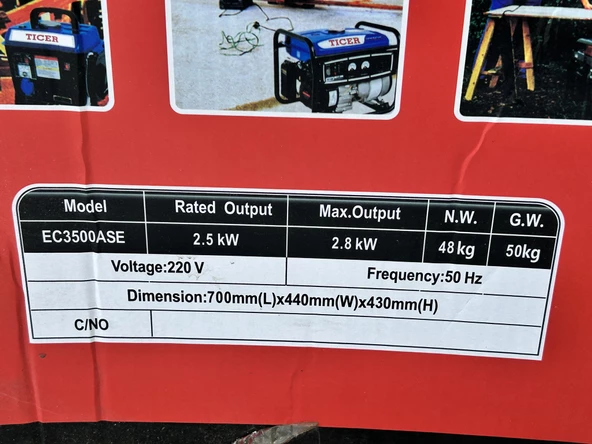 Ticer EC3500ASE Benzinli Marşlı Jeneratör 2,8kW - 4