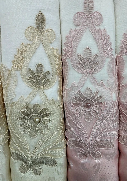 Polo Life Kutulu Nakışlı Kadife Pamuk 6lı Havlu Seti-v3 Krem Pudra Cappucino - 3