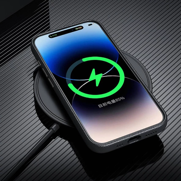 iPhone 15 Pro Kılıf Magsafe Şarj Özellikli PU Deri Adora Kapak - 10