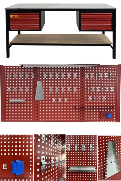 Dayanıklı 6 Çekmeceli 2 Metre Takım Tezgahı - Atölye ve Endüstriyel Kullanım - 3