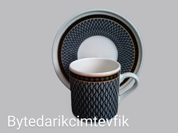 TULU PORSELEN FİNCAN TAKIMI LACİVERT - Resim 3