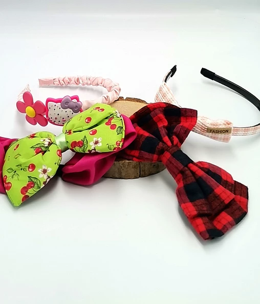 Renkli Desenli Taç Toka Bandana Set