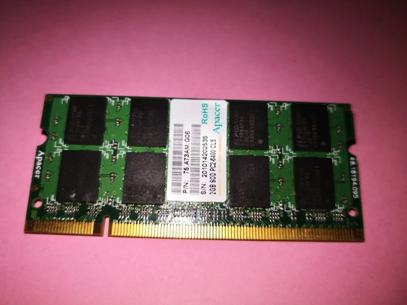 APACER 75.A73AM.G06 2GB DDR2-800 PC2-6400 200PIN 2Rx8 NOTEBOOK RAM BELLEK