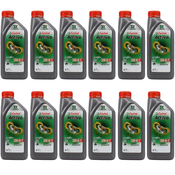 Castrol Actevo 20W-40 4T 1 Lt 4 Zamanlı Motosiklet Yağı (12 Adet) ürün görseli