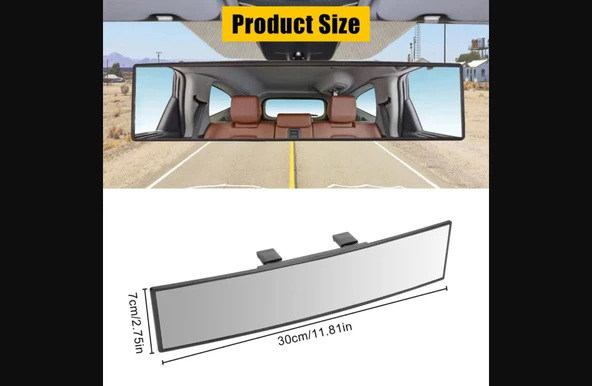 İlave Oto Iç Dikiz Aynası Bombeli Kıskaçlı Geçmeli Model 30cm