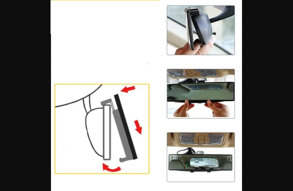 İlave Oto Iç Dikiz Aynası Bombeli Kıskaçlı Geçmeli Model 30cm - 3