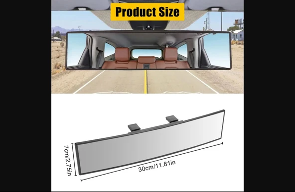 İlave Oto Iç Dikiz Aynası Bombeli Kıskaçlı Geçmeli Model 30cm - 1