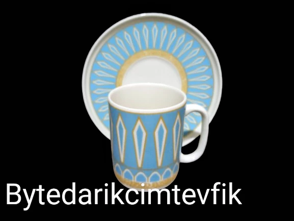 TULU PORSELEN FİNCAN TAKIMI MAVİ AKİK - Resim 3
