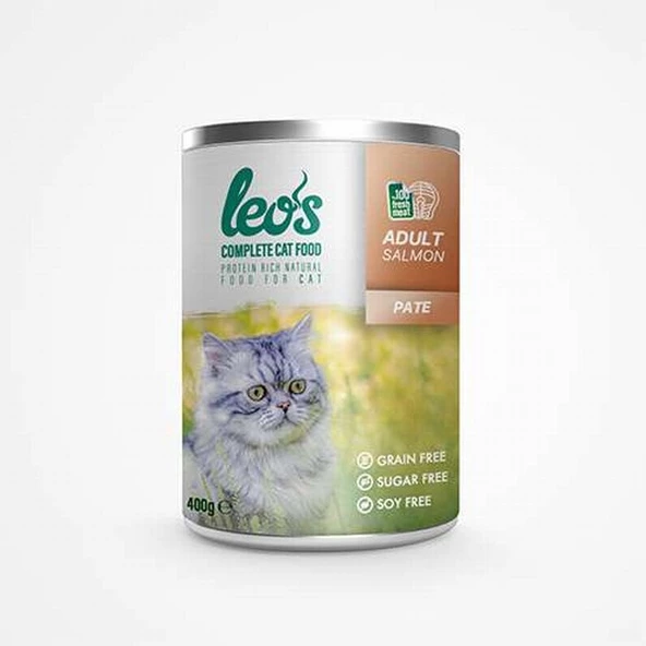 Leos Somon Balıklı Pate Yetişkin Kedi Konservesi 12 Adet 400 Gr