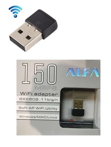 ALFA W102 150Mbps USB Wifi Alıcı - Receiver (Mini)