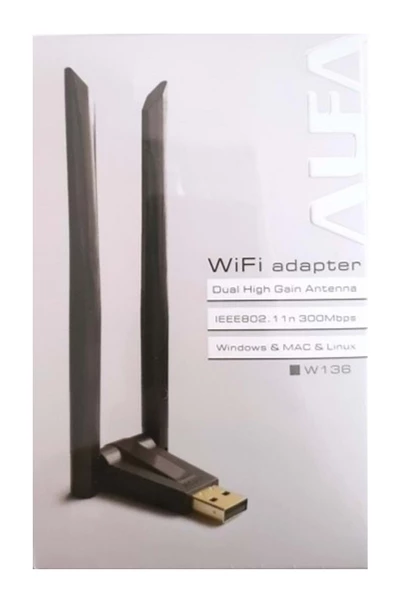 ALFA W136 300Mbps USB Wifi Alıcı - Receiver (Çift Antenli)