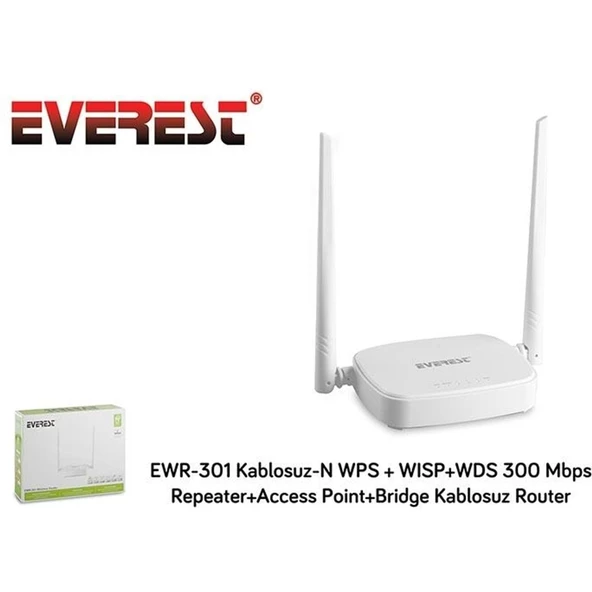 Everest EWR-301 Kablosuz-N 300Mbps Repeater+Access Point Router