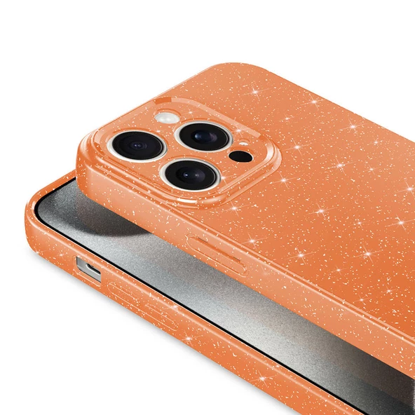 iPhone 15 Pro Kılıf Kamera Korumalı Simli Lüks Koton Kapak - Resim 4