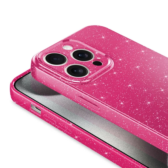 iPhone 15 Pro Kılıf Kamera Korumalı Simli Lüks Koton Kapak - Resim 3