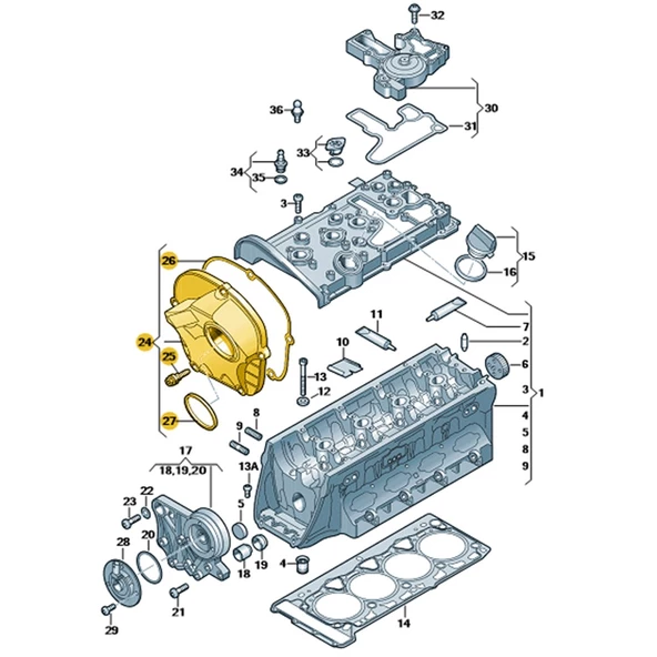 Audi TT 2007-2014 1.8/2.0 TFSi Eksantrik Yan Kapak 06H103269H - 5