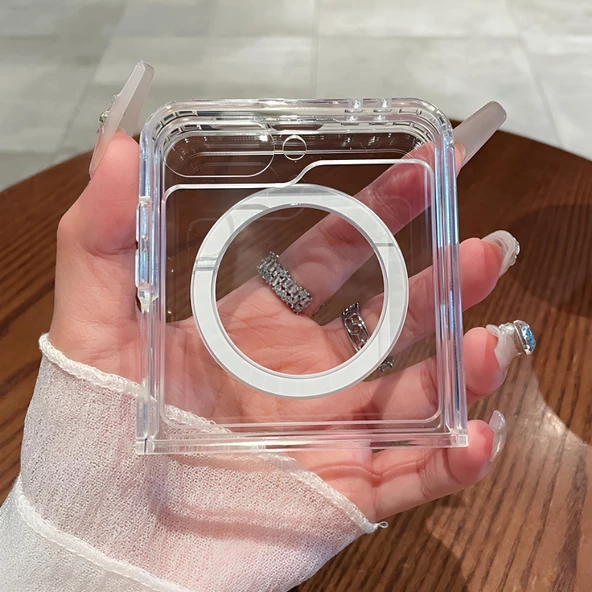 Şeffaf Mika Sararmaz Sert Magsafe Kılıf Galaxy Z Flip 5 ürün görseli 1