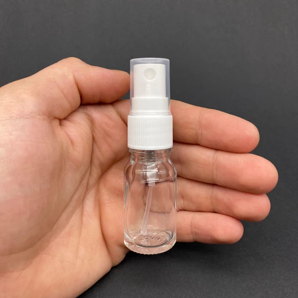 10 Ml Şeffaf Cam Şişe Beyaz Spreyli ,  10Cc Şeffaf Spreyli Boş Şişe x 6 Adet