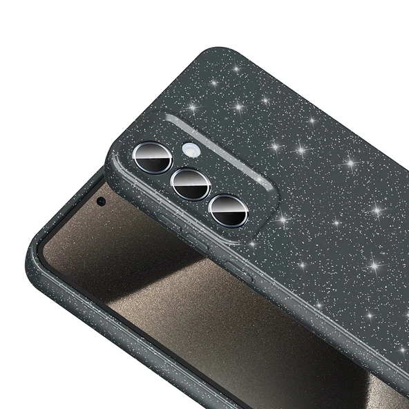 Samsung Galaxy A15 Kılıf Kamera Korumalı Simli Lüks Koton Kapak - Resim 12