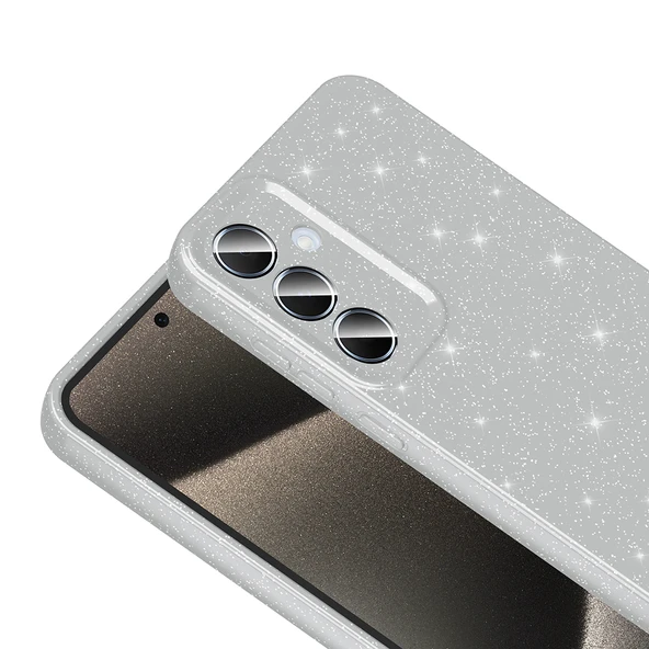 Samsung Galaxy A15 Kılıf Kamera Korumalı Simli Lüks Koton Kapak - Resim 9