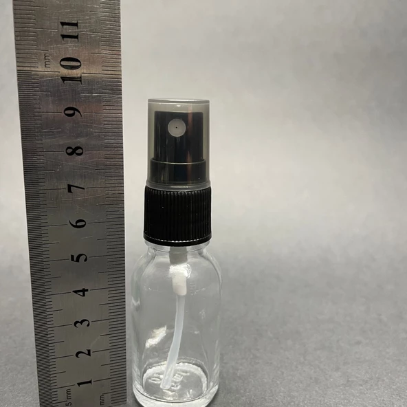 15 Ml Şeffaf Cam Şişe Siyah Spreyli ,  15Cc Şeffaf Spreyli Boş Şişe x 6 Adet - Resim 3