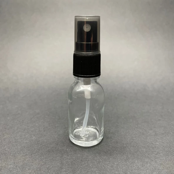 15 Ml Şeffaf Cam Şişe Siyah Spreyli ,  15Cc Şeffaf Spreyli Boş Şişe x 6 Adet - Resim 2