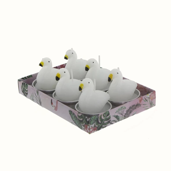 6 Adet 4cm Flamingo Tealight Mum - 7