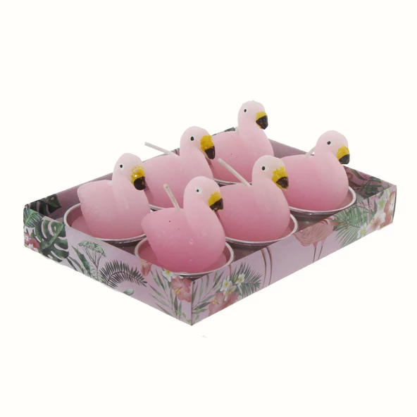 6 Adet 4cm Flamingo Tealight Mum