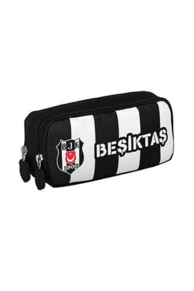 Beşiktaş Kalem Çantası Beşiktaş Lisanslı Çubuk Desenli 2 Bölmeli Kalemlik