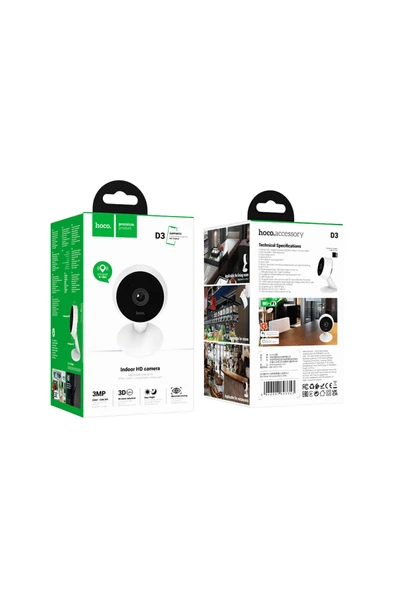 D3 İç Mekan HD Kamera 3M Piksel Full HD Sesli İnterkom ve Gece Görüşü ile Gelişmiş Güvenlik Kamerası - 6