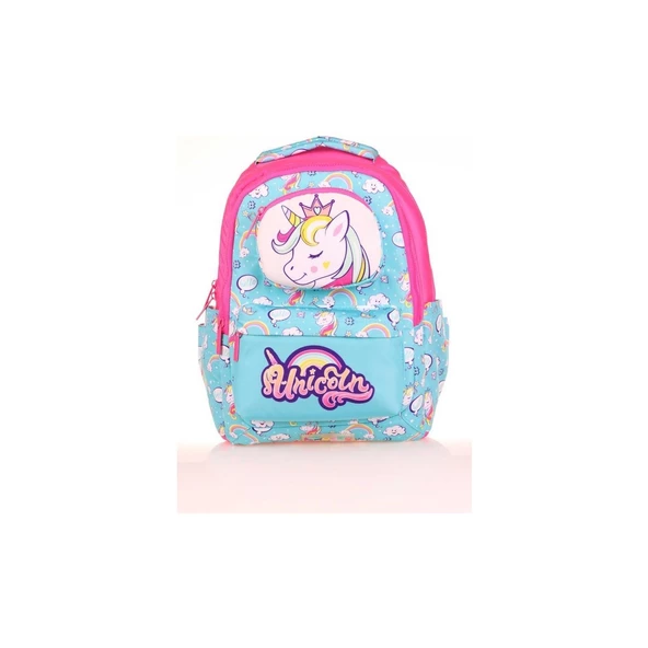 Kaukko Kids Sırt Çantası Toys Unicorn Mavi Pembe Okul Sırt Çantası