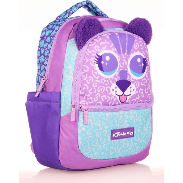 Kaukko Kids Sevimli Aslan Mor Kız Çocuk Okul Sırt Çantası