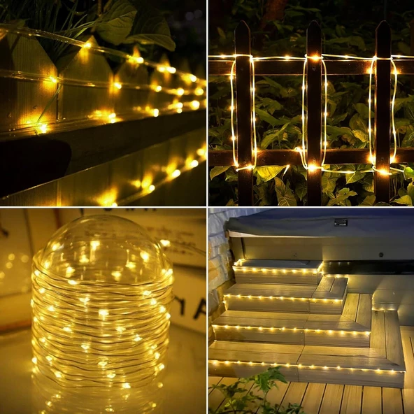 10m 100 LED Solar Halat Işıkları  Güneş Enerjili ve Su Geçirmez - 4