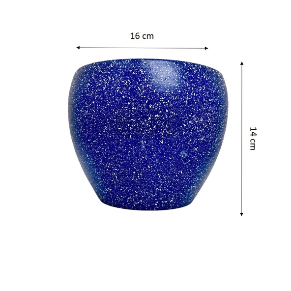 Bitki Tasarımı Lacivert Granit Toprak Saksı Saksılık Salon Çiçeklik - 15 CM