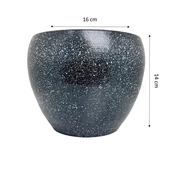 Bitki Tasarımı Gri Granit Toprak Saksı Saksılık Salon Çiçeklik - 15 CM - 2