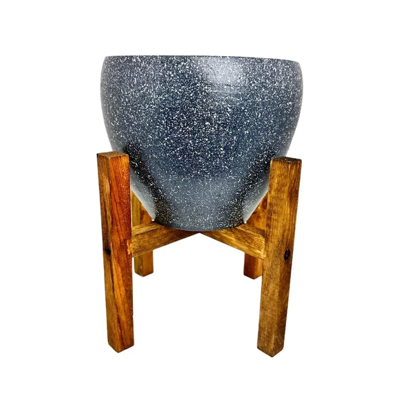 Bitki Tasarımı Gri Granit Toprak Saksı Saksılık Salon Çiçeklik 4 Ayaklı - 15 CM - Resim 4