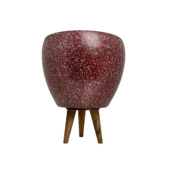 Bitki Tasarımı Bordo Granit Toprak Saksı Saksılık Salon Çiçeklik 3 Ayaklı - 15 CM - Resim 12