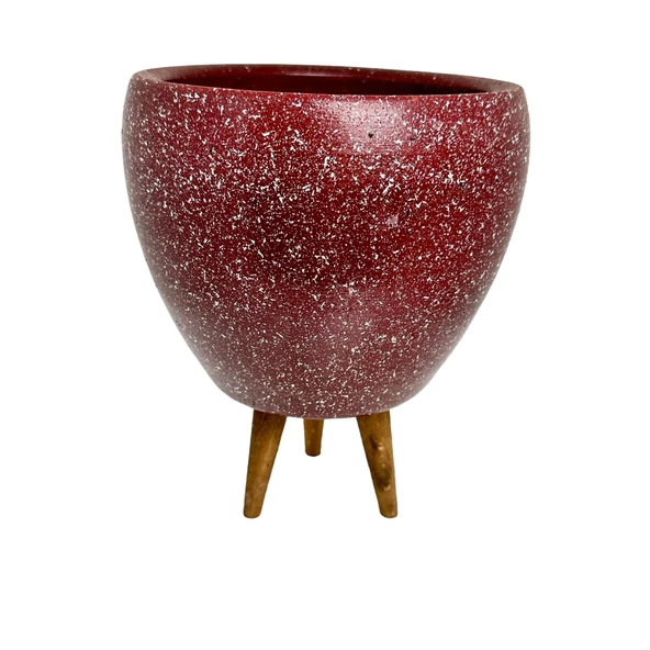 Bitki Tasarımı Bordo Granit Toprak Saksı Saksılık Salon Çiçeklik 3 Ayaklı - 15 CM - Resim 9