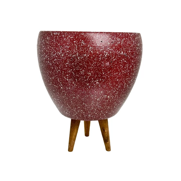 Bitki Tasarımı Bordo Granit Toprak Saksı Saksılık Salon Çiçeklik 3 Ayaklı - 15 CM - Resim 8