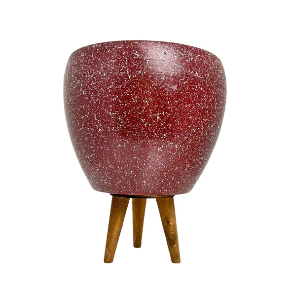 Bitki Tasarımı Bordo Granit Toprak Saksı Saksılık Salon Çiçeklik 3 Ayaklı - 15 CM - Resim 6