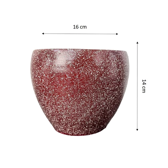 Bitki Tasarımı Bordo Granit Toprak Saksı Saksılık Salon Çiçeklik - 15 CM - Resim 2