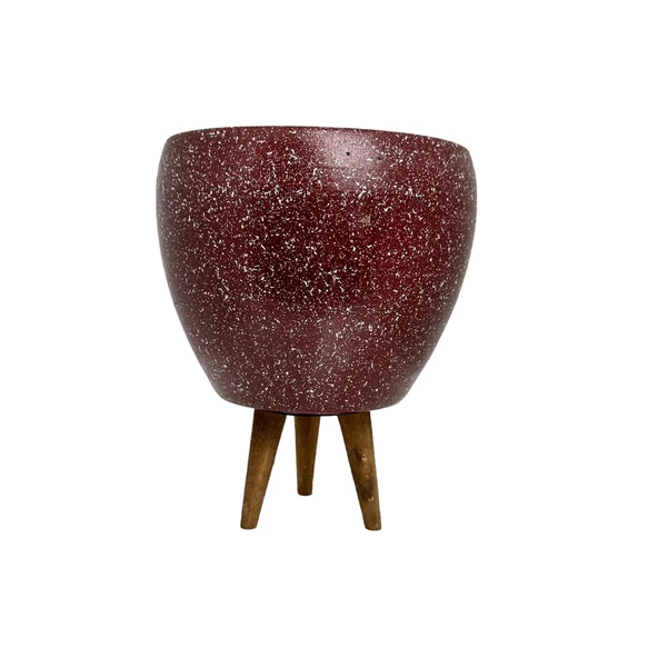 Bitki Tasarımı Bordo Granit Toprak Saksı Saksılık Salon Çiçeklik 3 Ayaklı - 15 CM ürün görseli