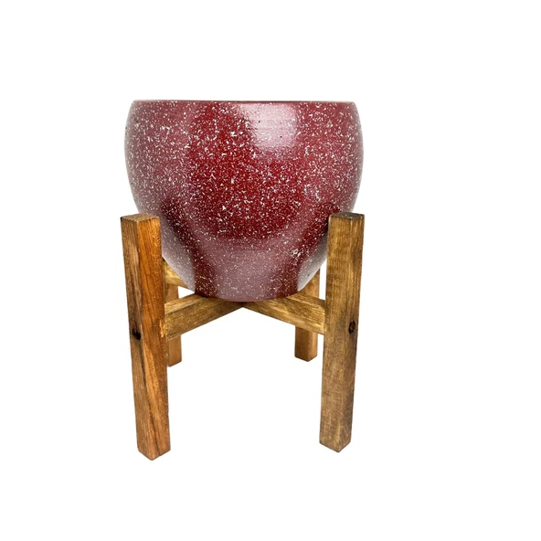 Bitki Tasarımı Bordo Granit Toprak Saksı Saksılık Salon Çiçeklik 4 Ayaklı - 15 CM - Resim 7