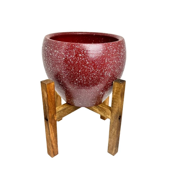 Bitki Tasarımı Bordo Granit Toprak Saksı Saksılık Salon Çiçeklik 4 Ayaklı - 15 CM - Resim 8