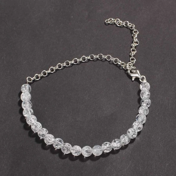 925 Ayar Gümüş Necef Taşlı Halhal Bileklik - Resim 3