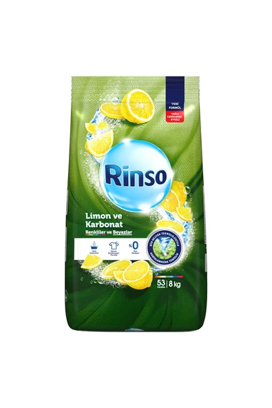 Rinso Limon ve Karbonat Renkliler ve Beyazlar için Toz Çamaşır Deterjanı 53 Yıkama 8 Kg - 2