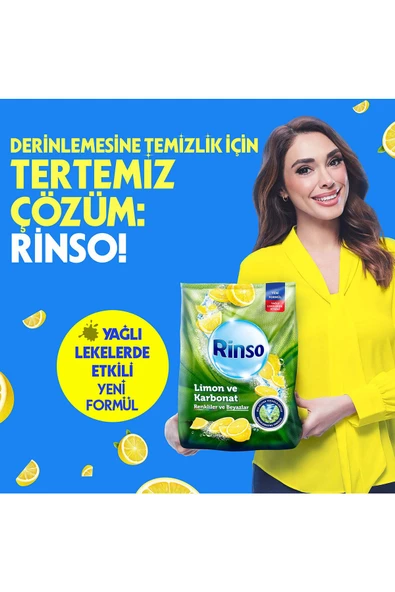 Rinso Limon ve Karbonat Renkliler ve Beyazlar için Toz Çamaşır Deterjanı 53 Yıkama 2 x 8 Kg - 3
