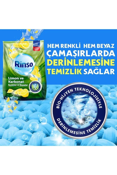 Rinso Limon ve Karbonat Renkliler ve Beyazlar için Toz Çamaşır Deterjanı 53 Yıkama 2 x 8 Kg - 4