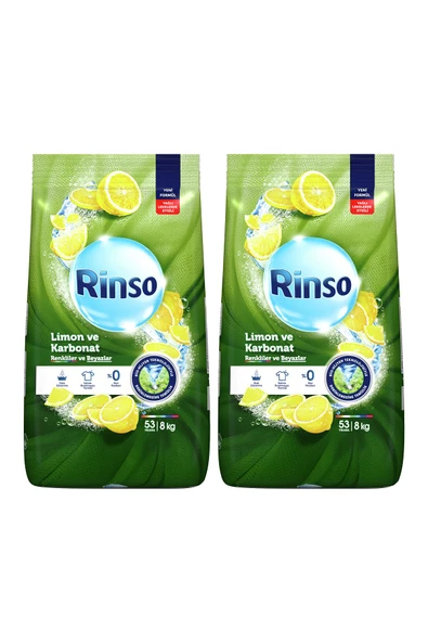 Rinso Limon ve Karbonat Renkliler ve Beyazlar için Toz Çamaşır Deterjanı 53 Yıkama 2 x 8 Kg - 2