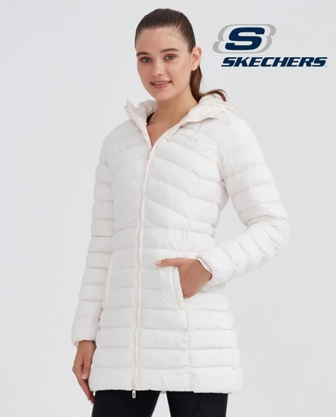 Skechers W Essential Maxi Length Hooded Jacket S212005 Kadın Günlük Mont - Resim 11